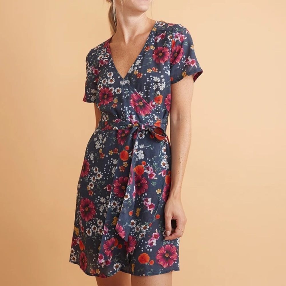Marine Layer Frances Wrap Dress Eclipse Floral